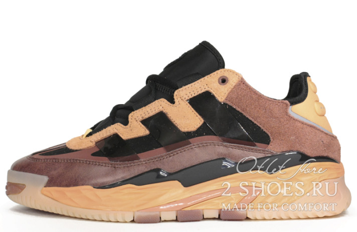 Кроссовки Adidas Niteball Hazy Copper Black Acid Orange FX7642 бордовые, оранжевые