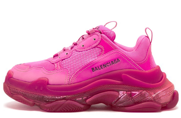 Кроссовки Balenciaga Triple S Clear Sole Neon Pink  розовые