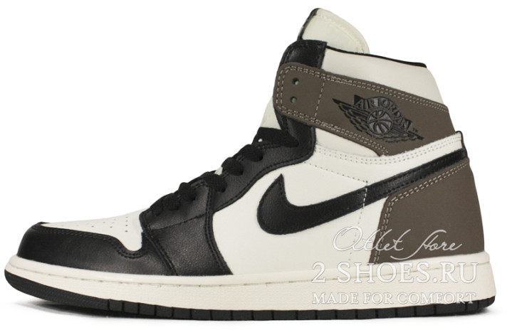 Кроссовки Nike Air Jordan 1 High Dark Mocha 555088-105 белые, черные, кожаные